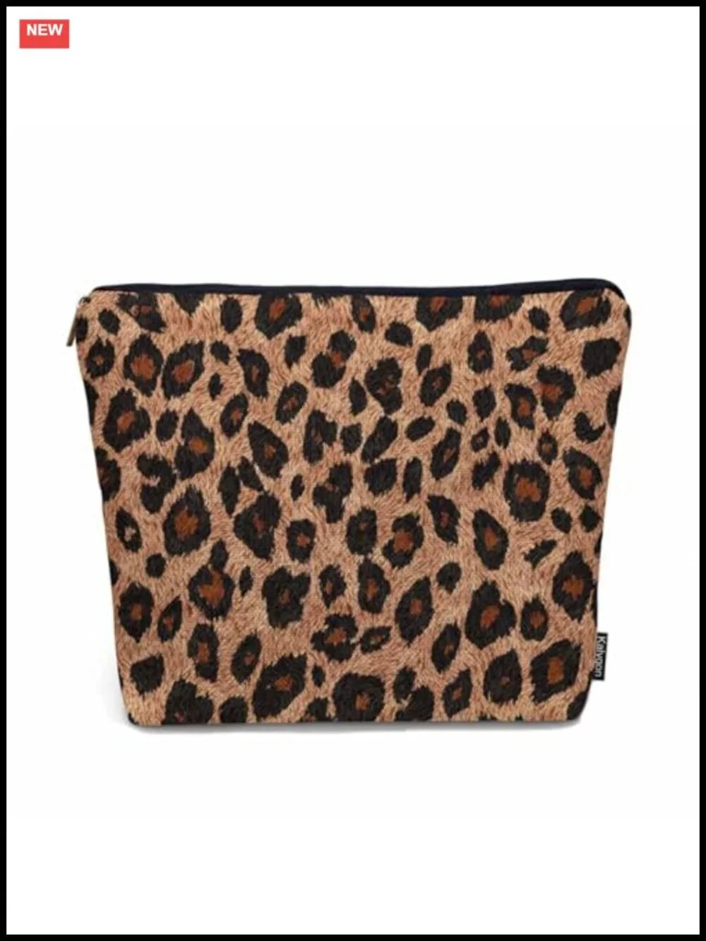 Leopard Print Flax Cosmetic Bag Travel Toiletry Organizer with Zipper